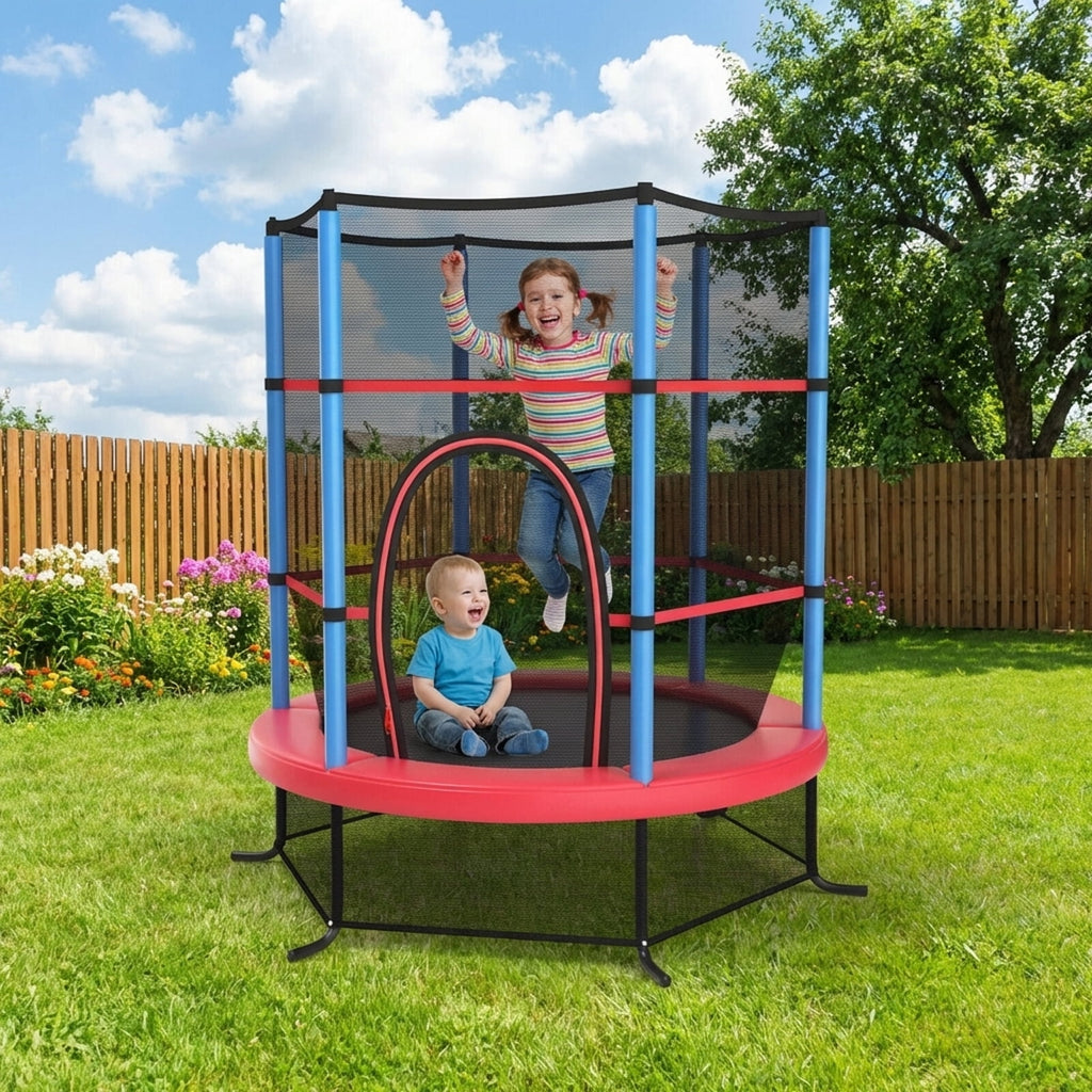 Redsmile 55 Inch Kids Recreational Trampoline Bouncing Jumping Mat with Enclosure Net - Navy Blue - Outdoor Recreation