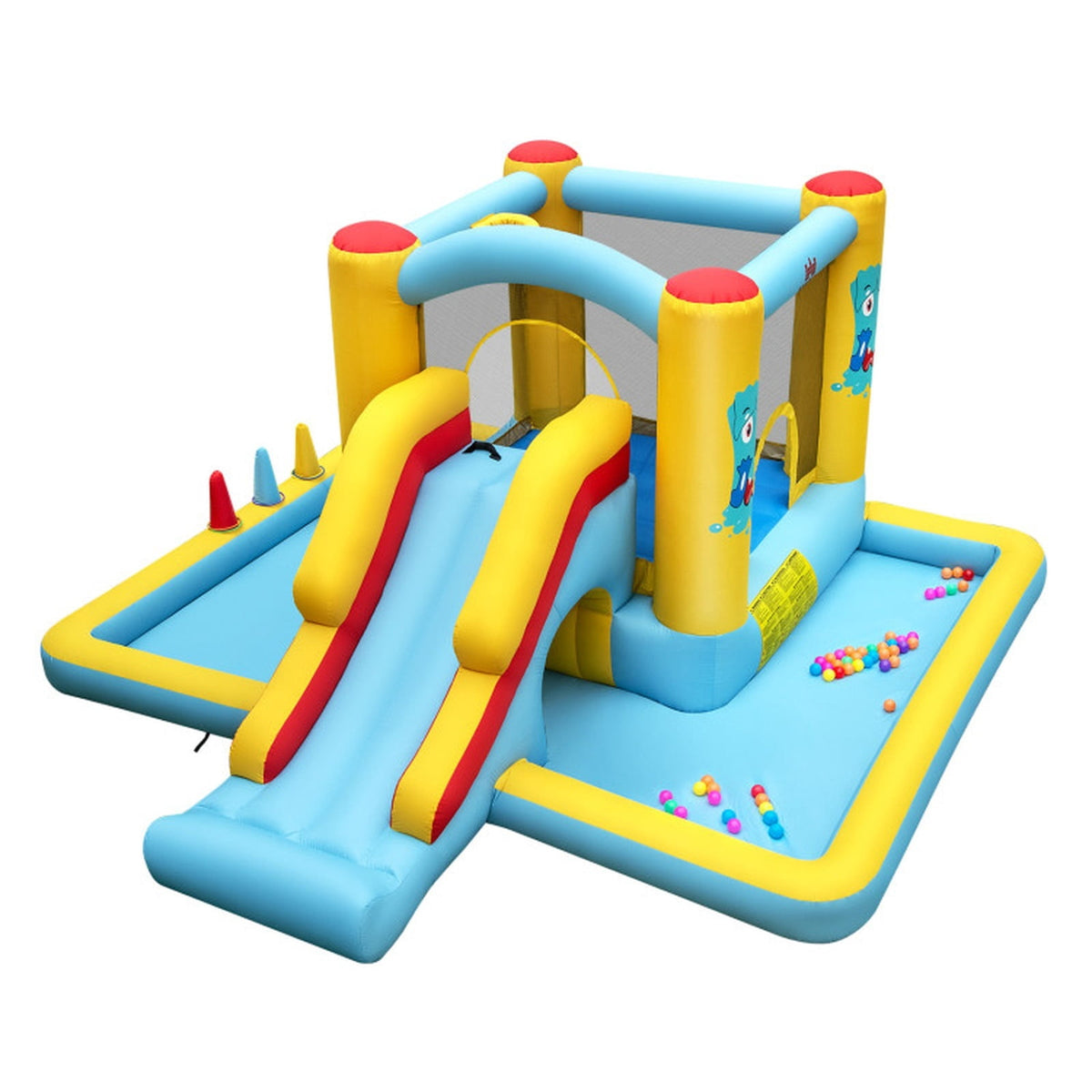 Redsmile Inflatable Bounce House 7-in-1 Bouncy Castle with Slide and Tunnel without Blower