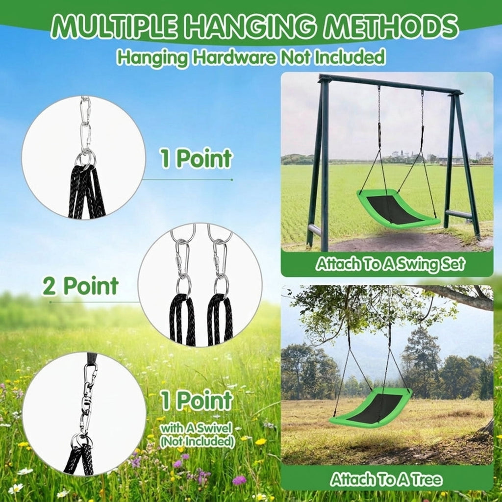Redsmile Platform Tree Swing for Kids and Adults, 60 Inch Giant Saucer Tree Swing with Adjustable Ropes, 700 lb Outdoor Backyard Swing, Green