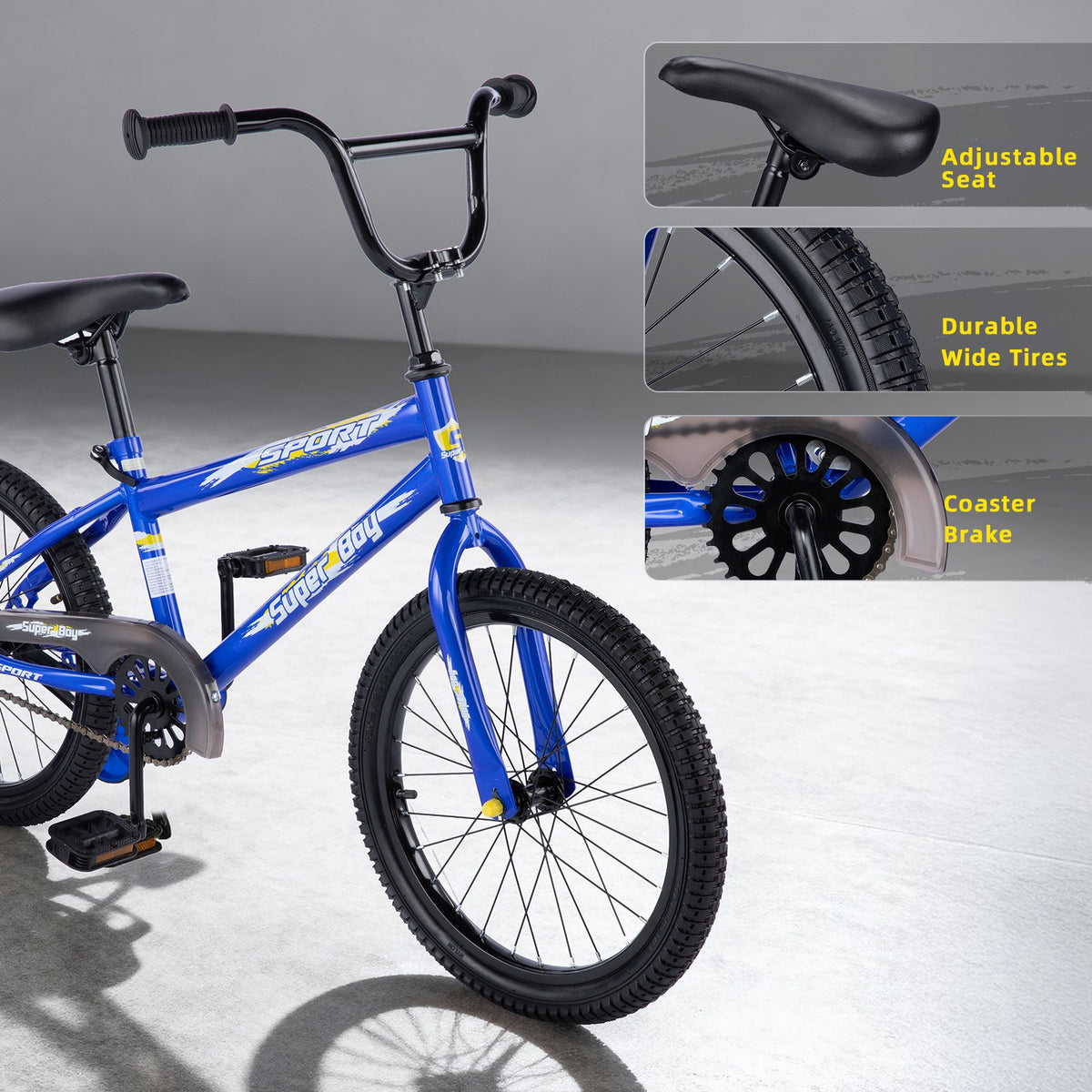 Redsmile 20 Inch Kids Bike, BMX-Style Boys and Girls Bicycle, Ages 6-12, Blue