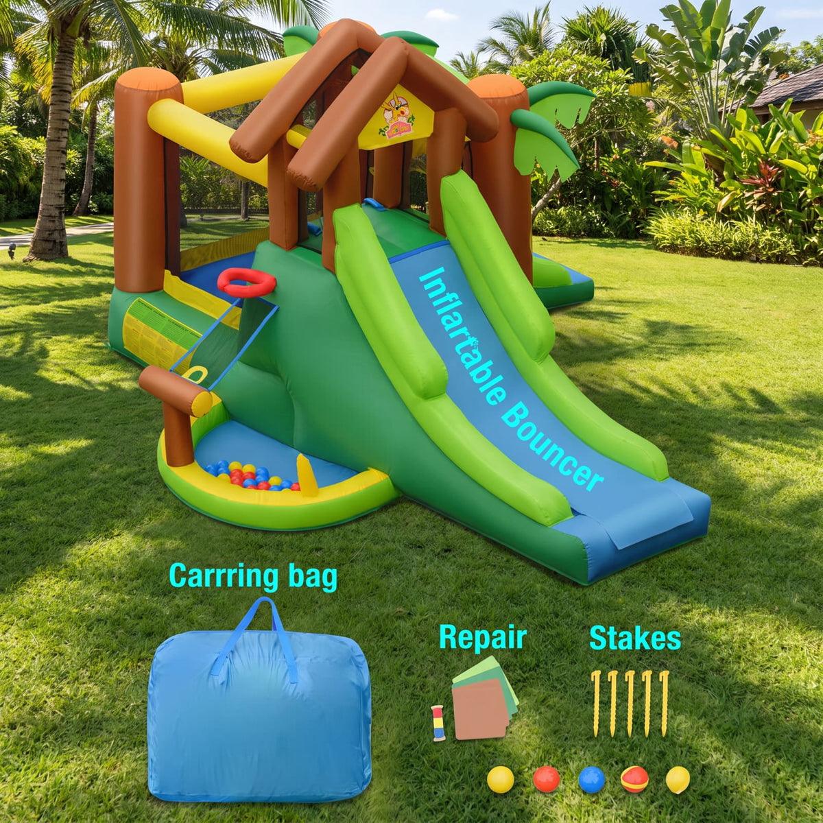 Redsmile Kids Inflatable Jungle Bounce House Castle including Bag without Blower for Toddlers Kids Backyard Summer Water Play