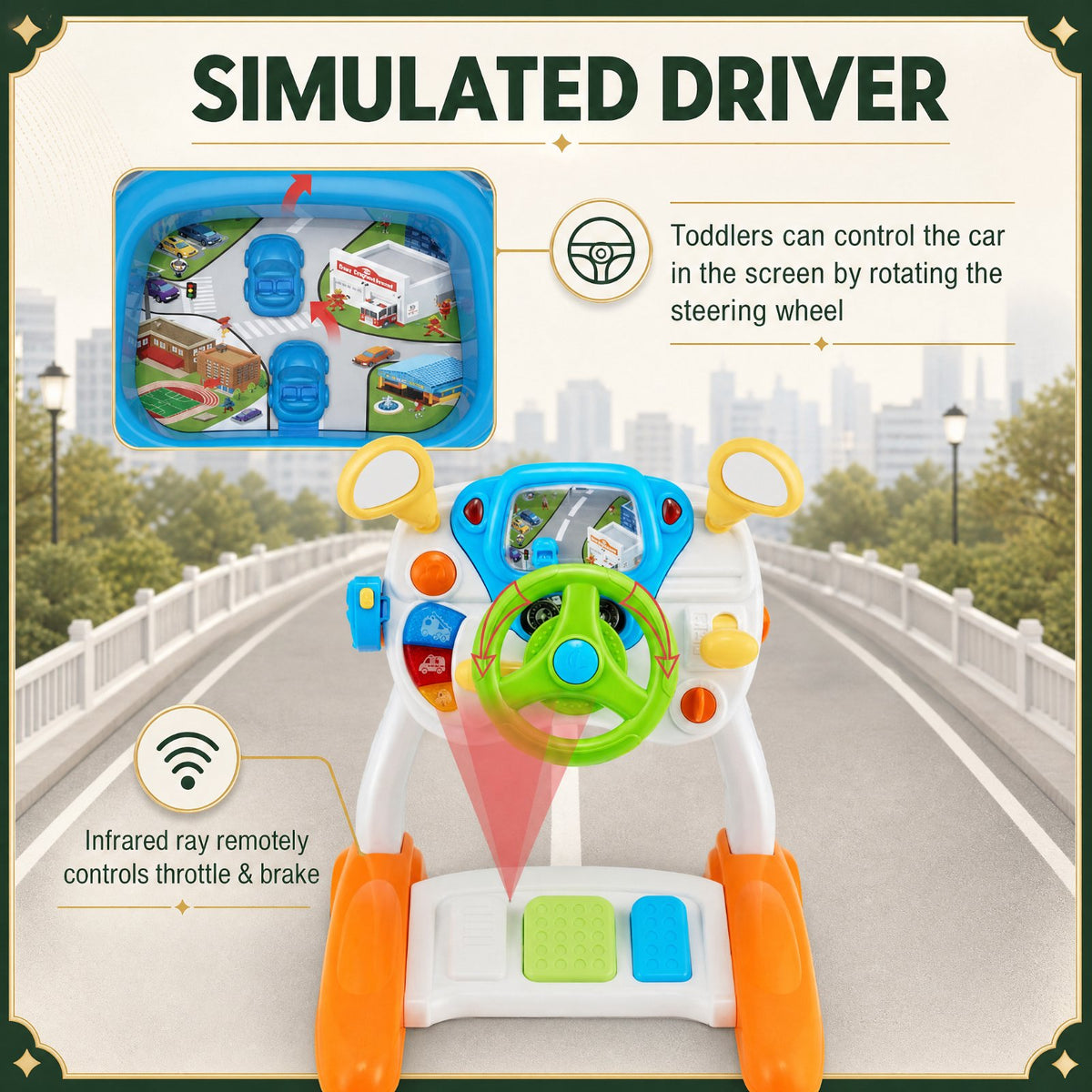 Redsmile Kids Steering Wheel Pretend Play Toy with Lights and Sounds for Toddler Boys Girls