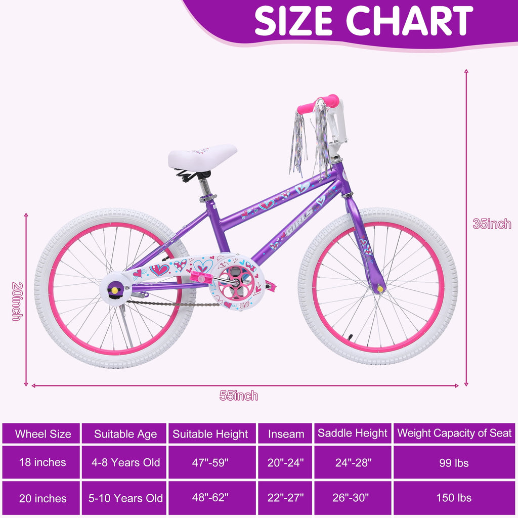 Redsmile 20 in. Kids Bike, Bicycle for Girls and Boys Ages 6-12 Years, Purple