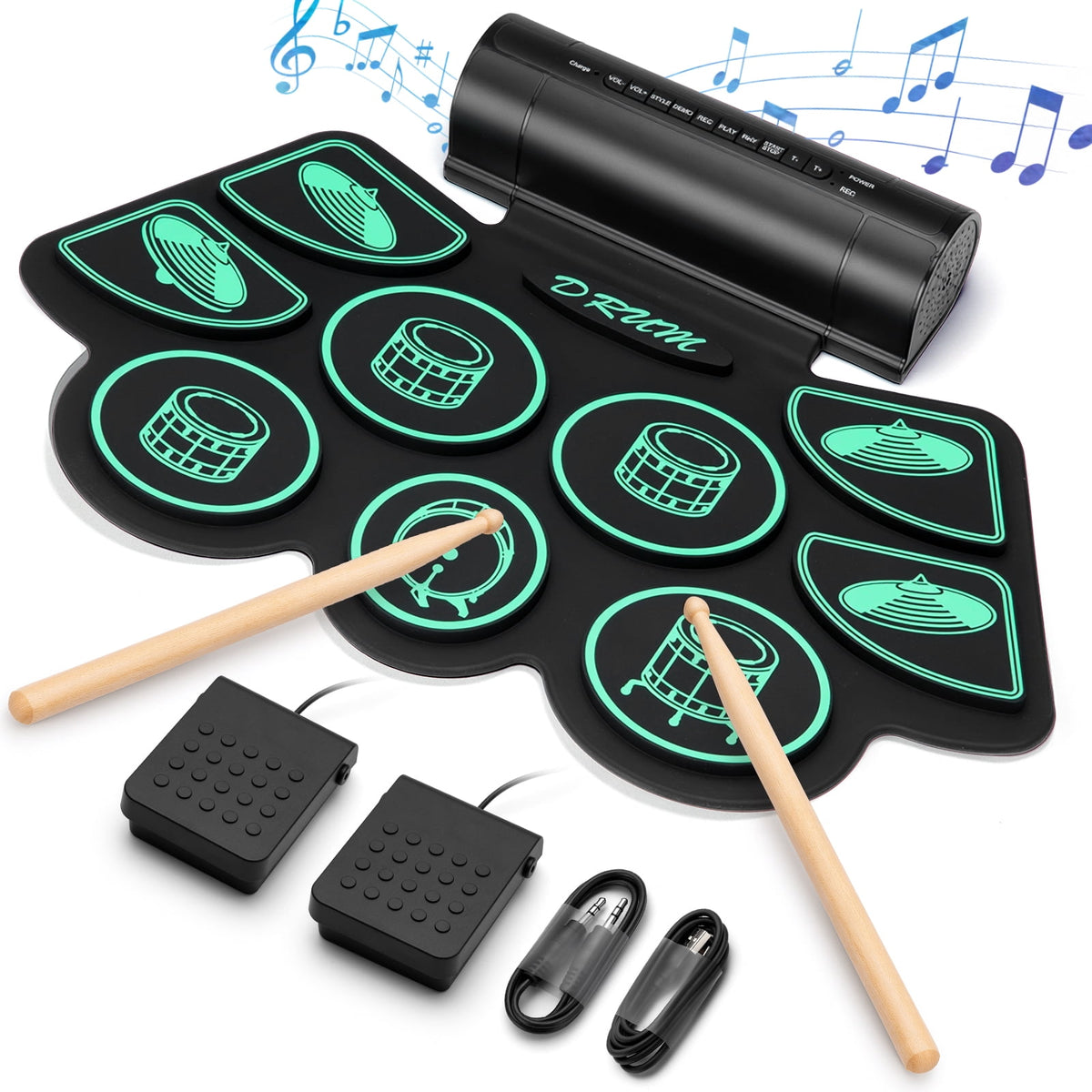 Redsmile Electronic Drum Set Kit with 9 Pads and Dual Speakers for Kids and Adults,Portable Practice Kit for Beginners