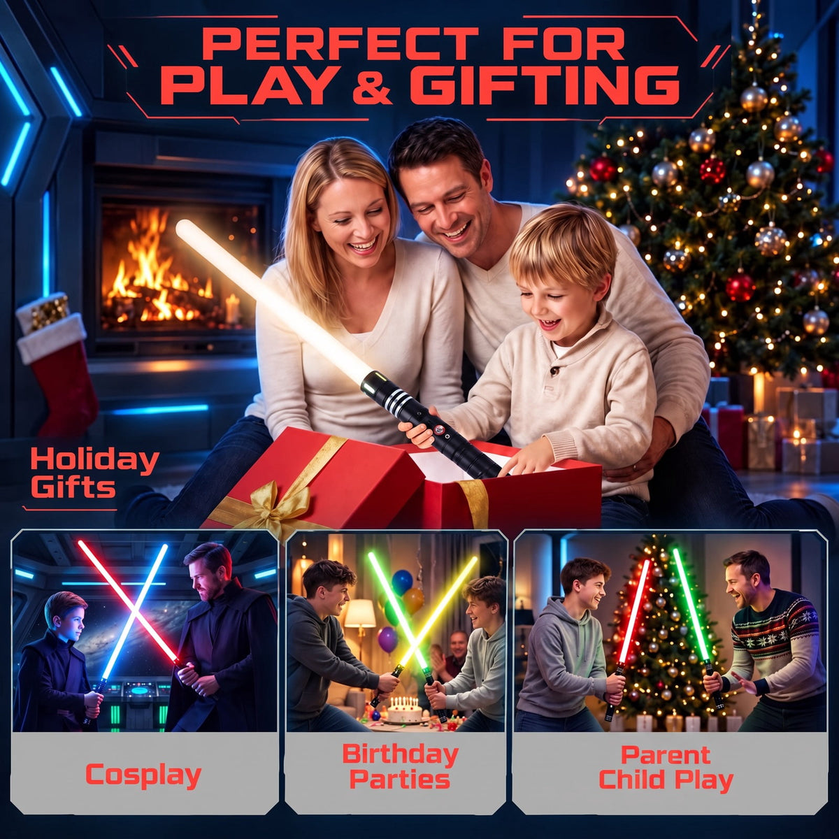 Redsmile 40-Inch Light-Up Toy Sword with Color-Changing Blade and Sound, Black Handle