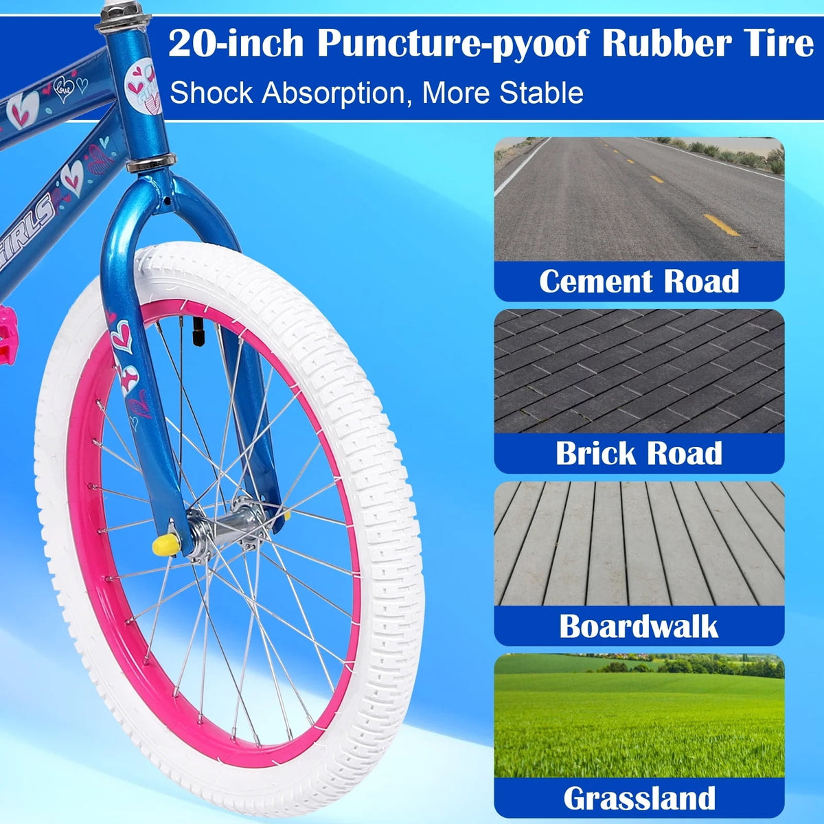 Redsmile 20 in. Kids Bike, Bicycle for Girls and Boys Ages 6-12 Years, Blue