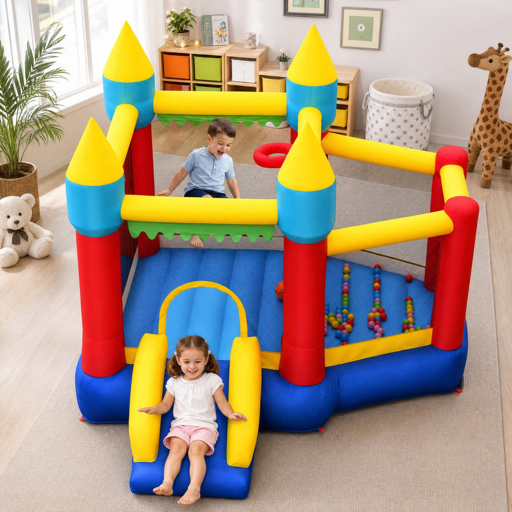Redsmile Inflatable Bounce House with Slide, Kids Jumping Castle with 100 Ocean Balls and Basketball Hoop for Ages 3-10, Bounce House for Kids Boys Girls, ASTM Certified (Without Blower)
