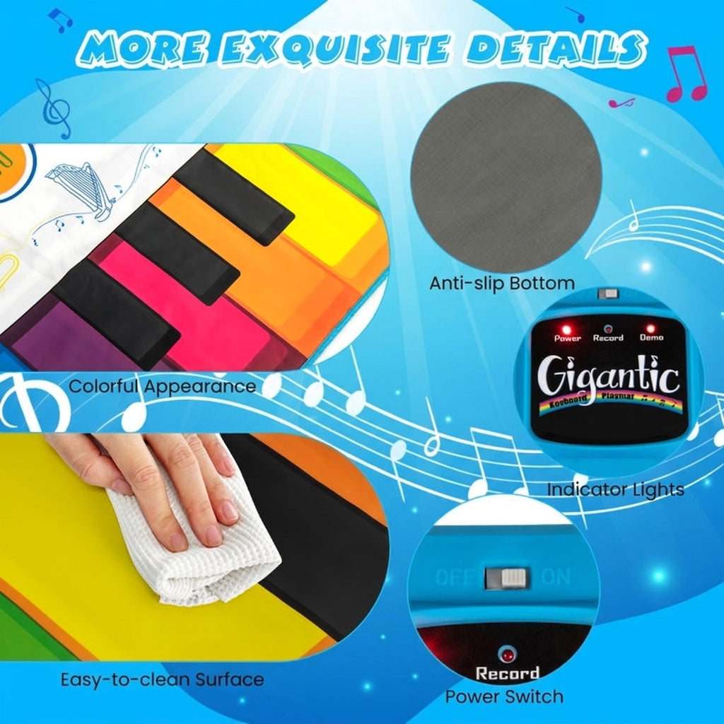 Redsmile Kids Floor Piano Play Mat with 8 Instrument Sounds and 24 Piano Keys for Tummy Time and Crawling, Multicolor
