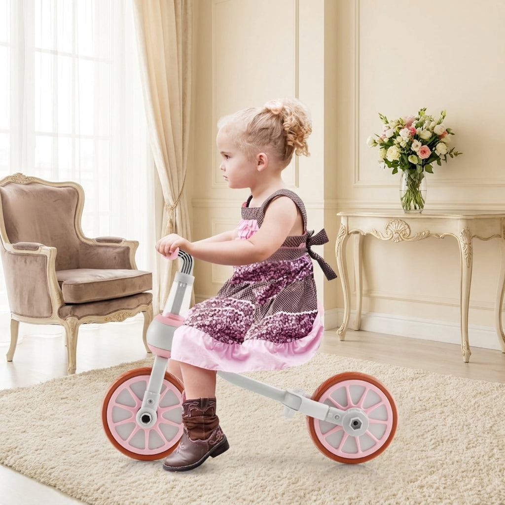 Redsmile Kids Tricycle 4-in-1 Trike Bike for Toddlers Ages 2-4 with Adjustable Parent Push Handle and Seat Height, Carbon Steel Frame Holds 66 lbs, Pink