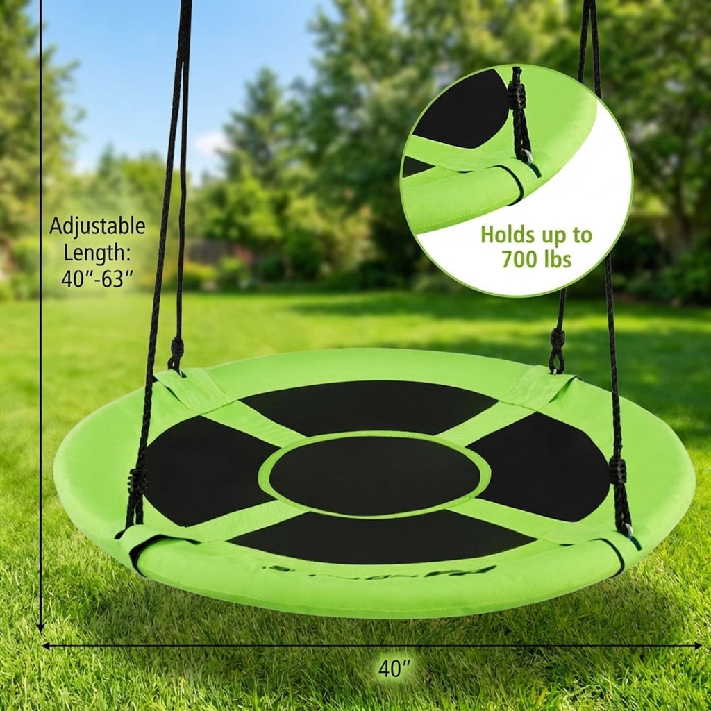 Redsmile 40 Inch Flying Saucer Tree Swing Indoor Outdoor Play Set with Adjustable Ropes 700 lbs Capacity for Kids Adults - Green
