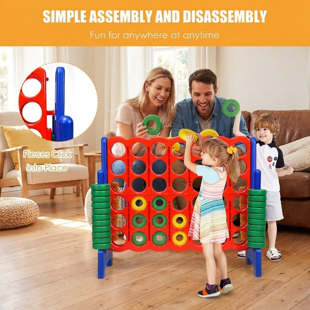 Redsmile Jumbo 4-to-Score Giant Game Set with 42 Jumbo Rings and Quick-Release Slider-Blue Blue - Outdoor Backyard Lawn Party Game for Kids Adults