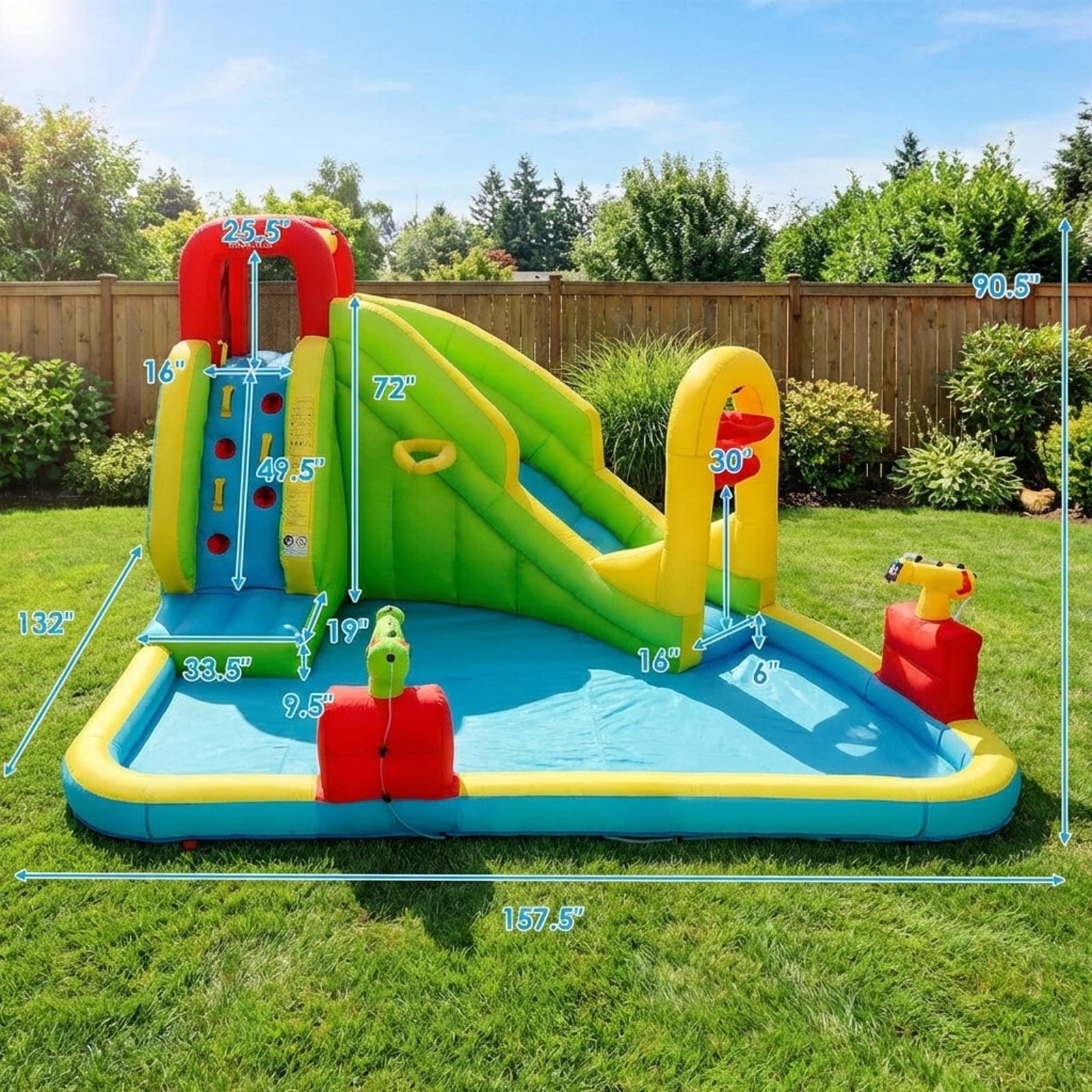 Redsmile Outdoor Inflatable Water Bounce House with 480W Blower - Multicolor - Kids Birthday Party - Backyard Fun