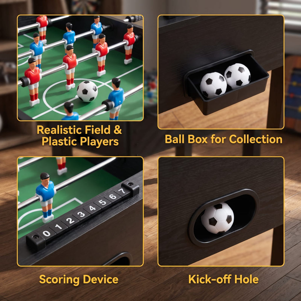 Redsmile 48 Inch Competition Sized Home Recreation Wooden Foosball Table for Game Room Family Fun Indoor Play Black