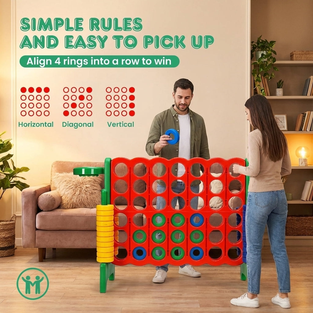 Redsmile 2.5Ft 4-to-Score Giant Game Set in Green - Family Game Night Entertainment for All Ages Indoor Outdoor Yard Party Fun