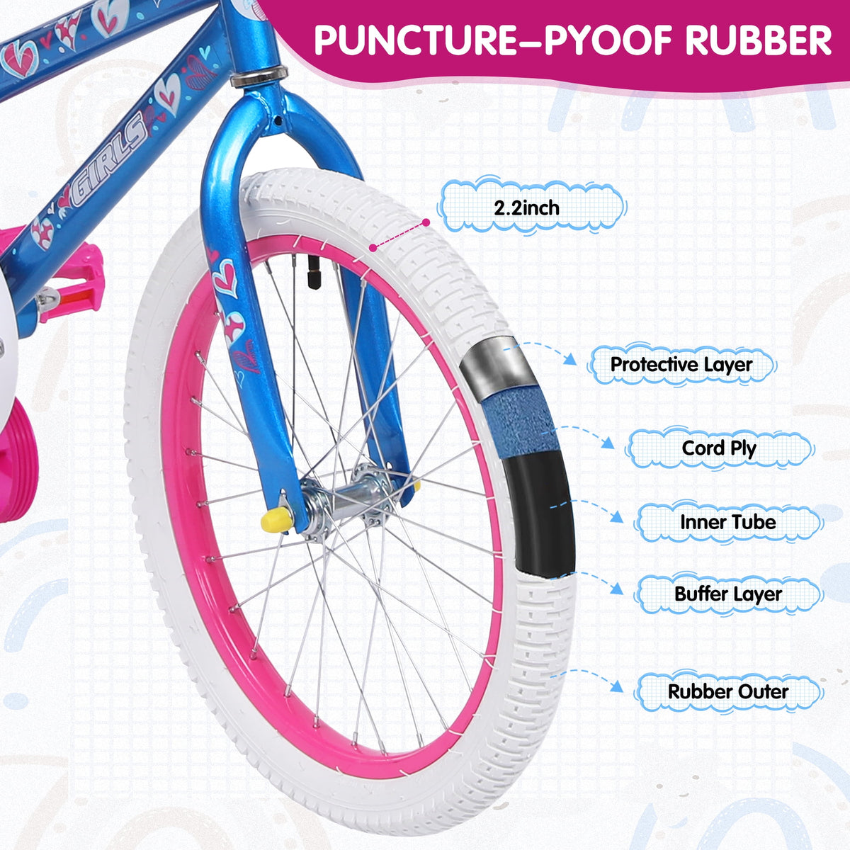 Redsmile 18 in. Kids Bike with Training Wheels, Bicycle for Girls and Boys Ages 3-8 Years, Blue