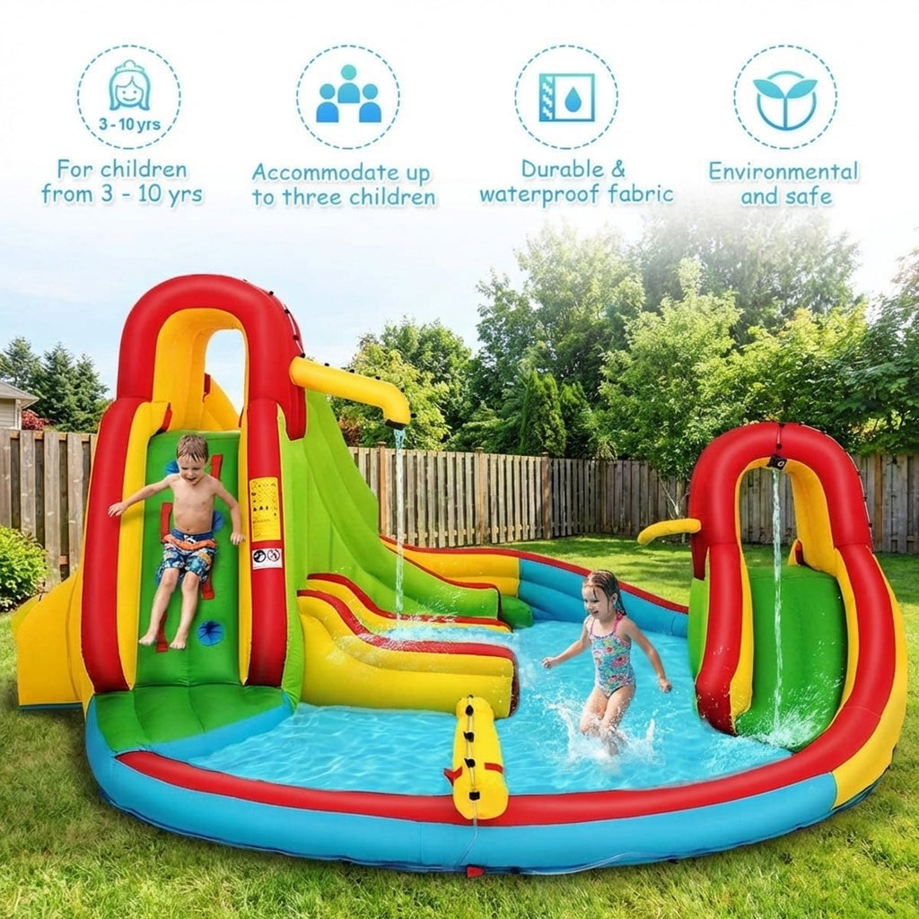 Redsmile Kids Gift Inflatable Water Slide Bounce Park with 480 W Blower - Multicolor - Kids Birthday Party