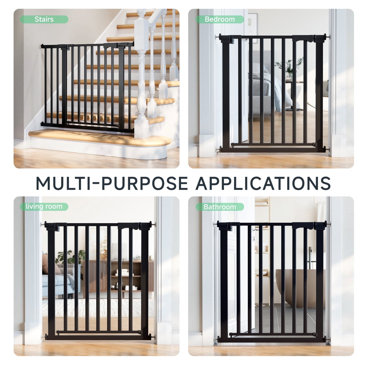 Redsmile 30 Inch Extra Tall Baby Gates for Doorway, Auto Close Pet Gate, 30 Inch to 43 Inch Wide Pressure Mounted, Gifts for Mom, Black