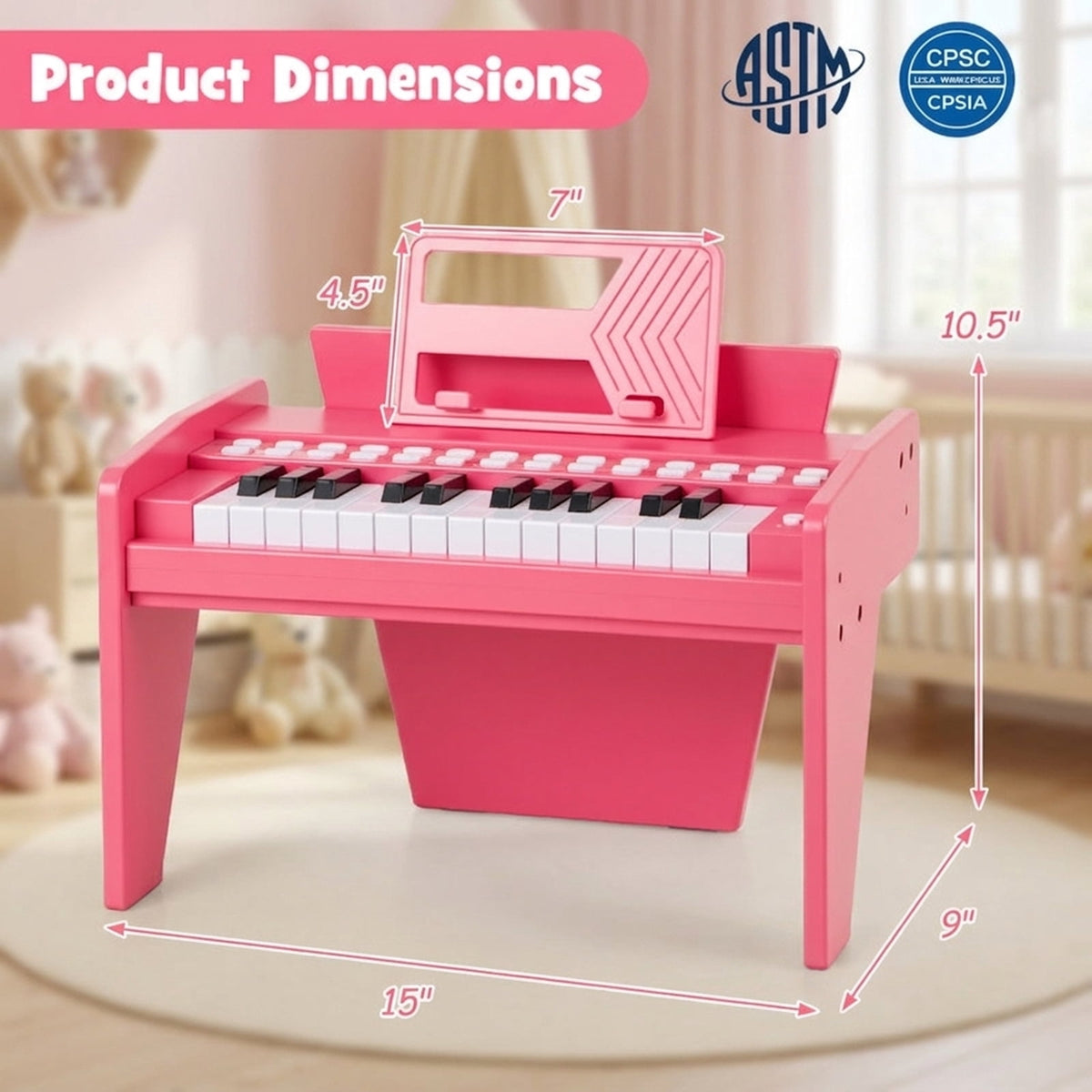 Redsmile 25 Key Kids Piano Keyboard with Record Playback and Adjustable Speed for Beginners Ages 3 and Up, Pink