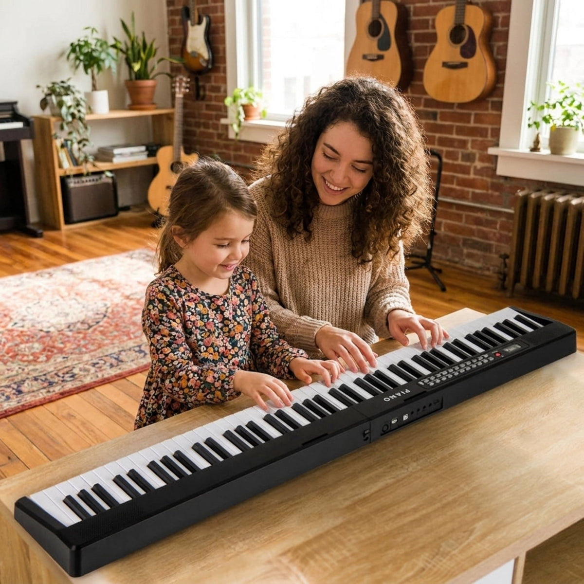Redsmile 88 Key Foldable Digital Piano Keyboard with Wireless MIDI Dual Speakers and 1000 Rhythms for Beginners, Black