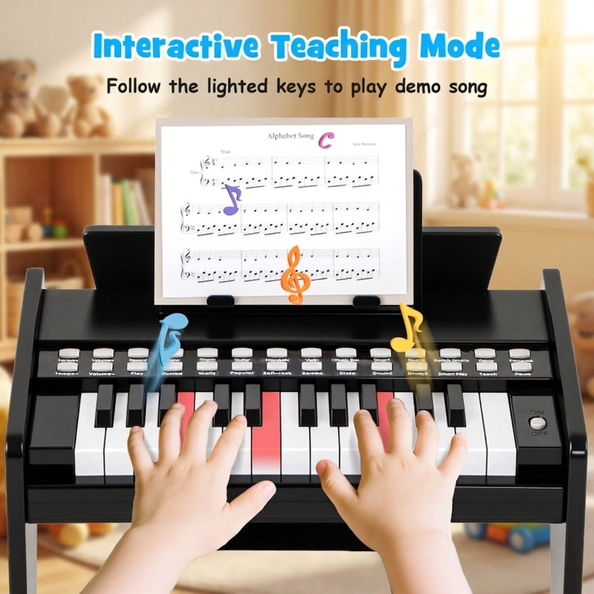 Redsmile 25-Key Kids Piano Keyboard with Adjustable Speed and Volume Control for Kids and Toddlers Age 3 and Up to Play at Home, Black