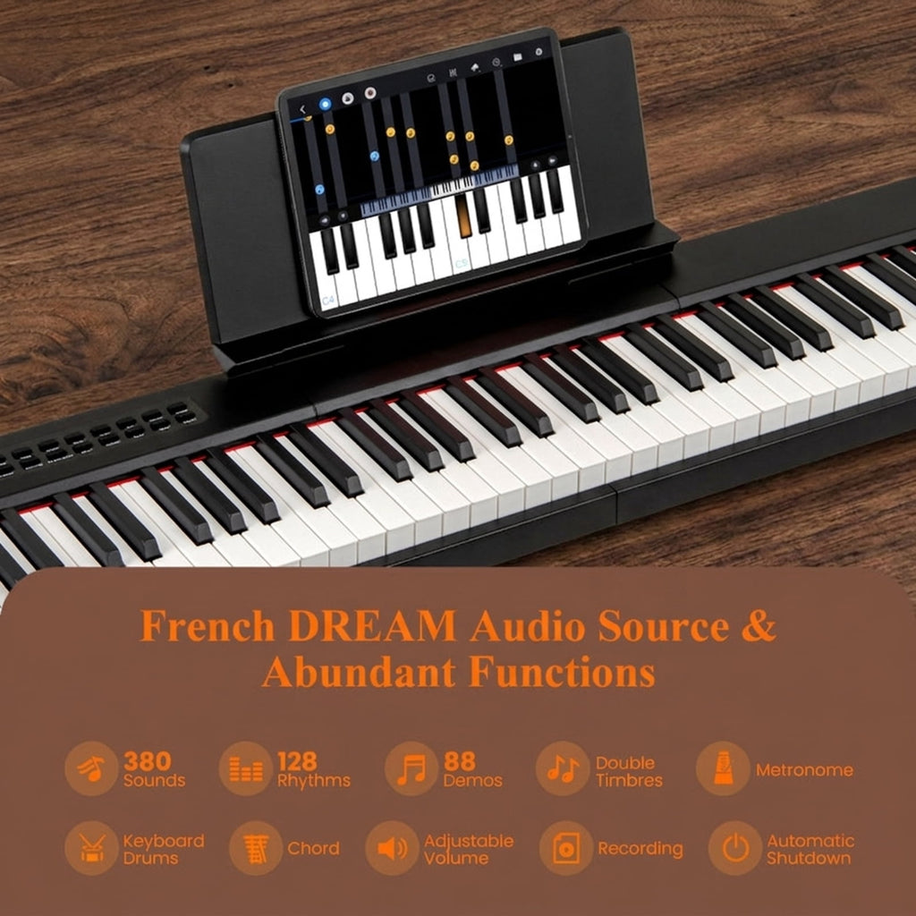 Redsmile 88-Key Velocity-Sensitive Digital Piano with Dual Mode and Recording for Home Studio Practice with Expressive Full-Range Sound, Black