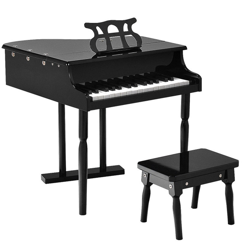 Redsmile 30-Key Kids Mini Grand Piano Toy Keyboard with Bench and Birch Wood Legs for Toddlers, Black