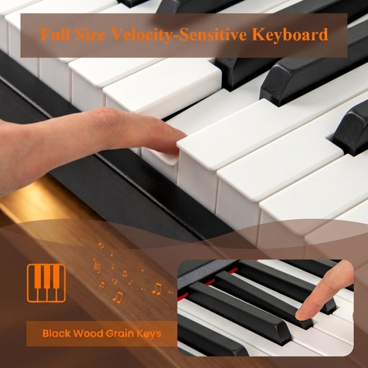 Redsmile 88-Key Velocity-Sensitive Digital Piano with Dual Mode and Recording for Home Studio Practice with Expressive Full-Range Sound, Black