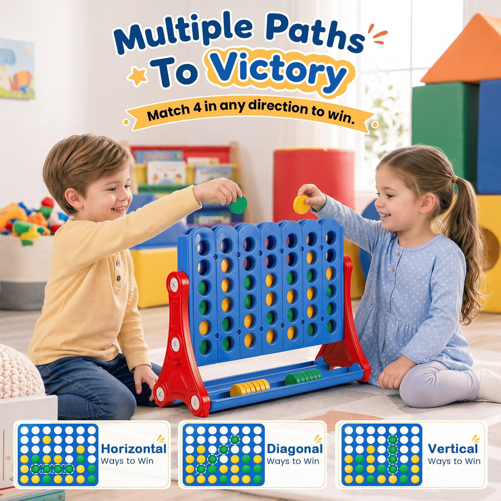 Redsmile 4 in a Row Game with 42 Chips and Carry Bag, Tabletop Strategy Game for Family Game Nights and Outdoor Parties