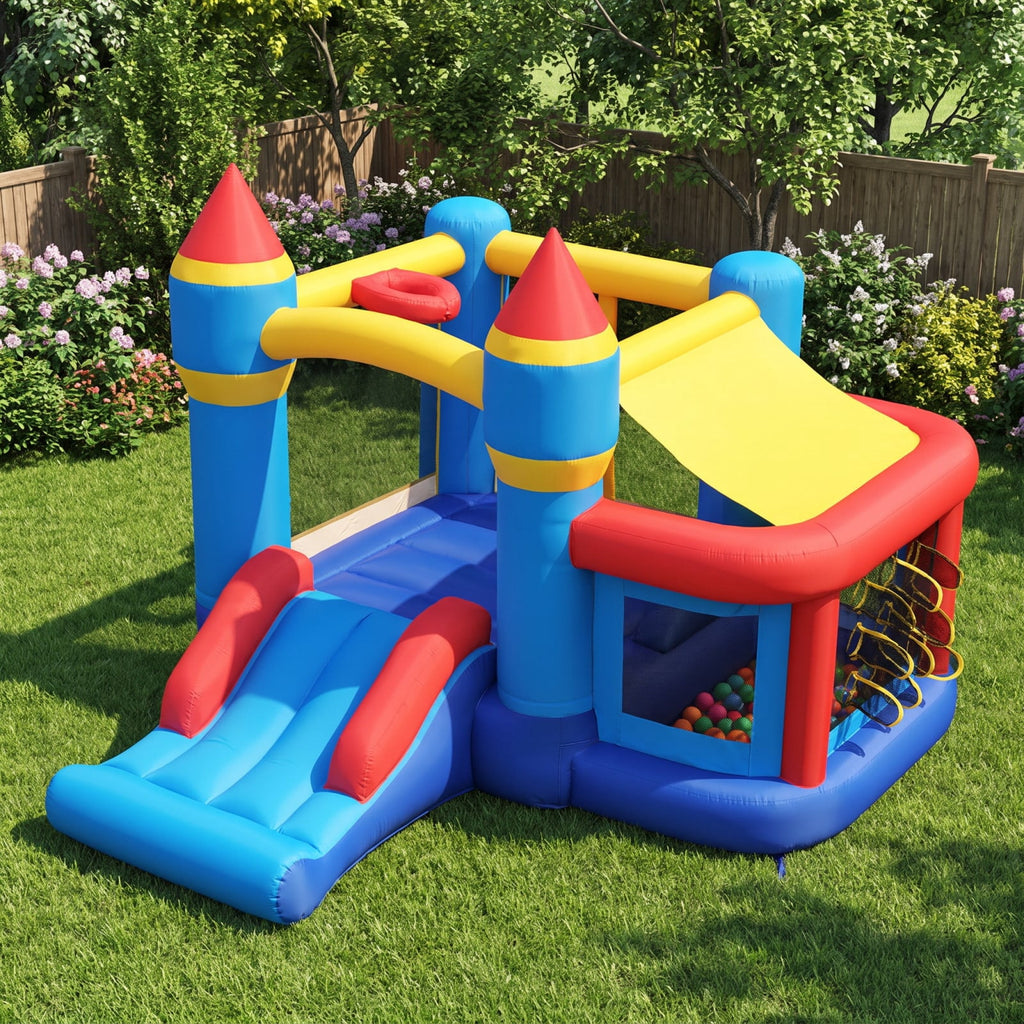 Redsmile Inflatable Bounce House with Slide Ball Pit and Pitching Game for Birthday Party Carnival for Kids Backyard Playground Summer Fun