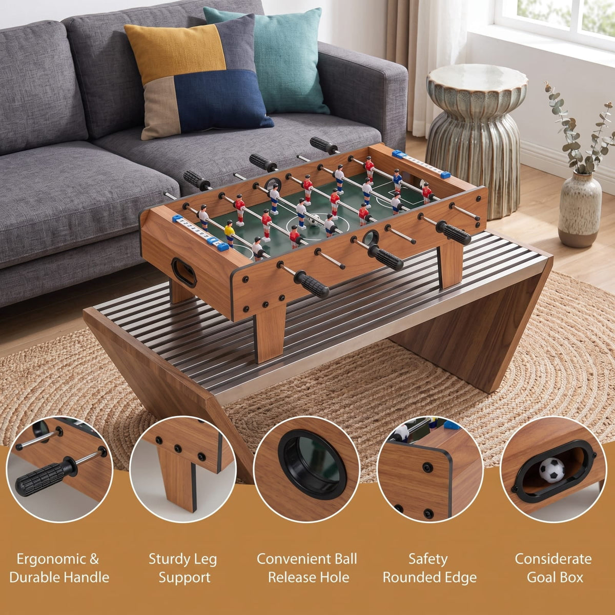 Redsmile 27 Inch Foosball Table Mini Tabletop Soccer Game Fun Interactive Game Set for Kids Adults Family Game Room Party Indoor Play