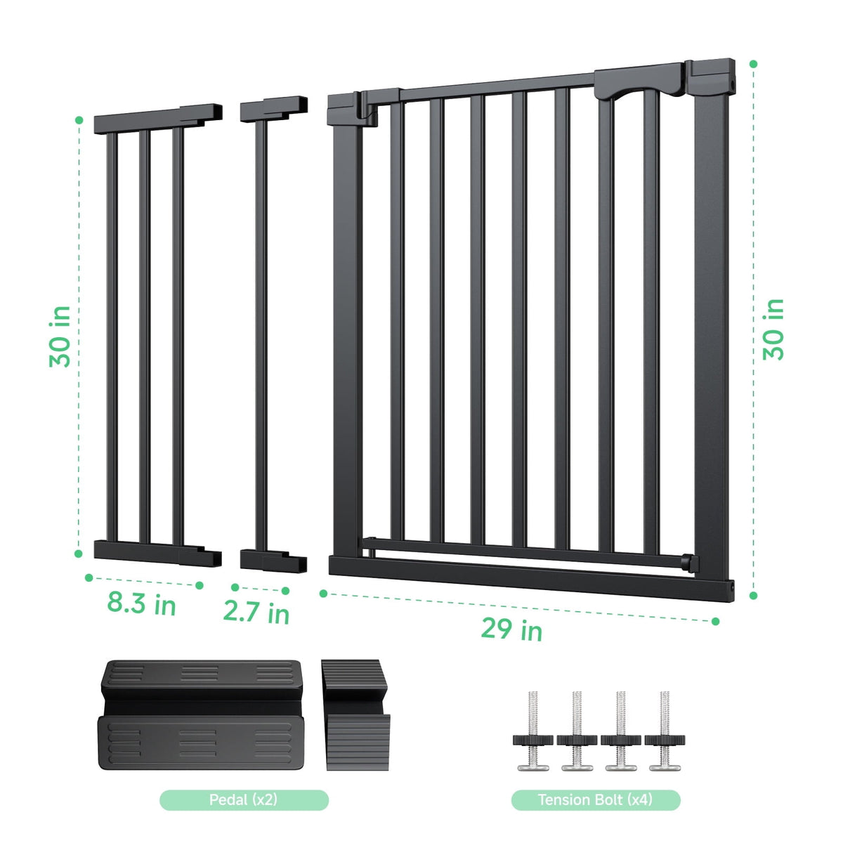 Redsmile 30 Inch Extra Tall Baby Gates for Doorway, Auto Close Pet Gate, 30 Inch to 43 Inch Wide Pressure Mounted, Gifts for Mom, Black
