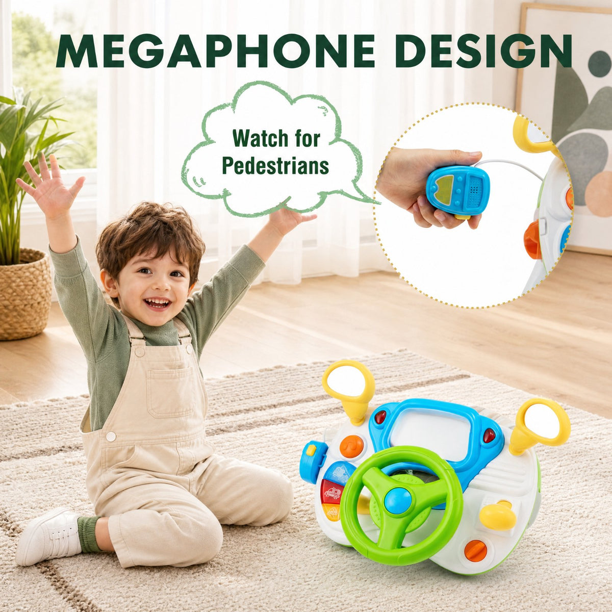 Redsmile Kids Steering Wheel Pretend Play Toy with Lights and Sounds for Toddler Boys Girls
