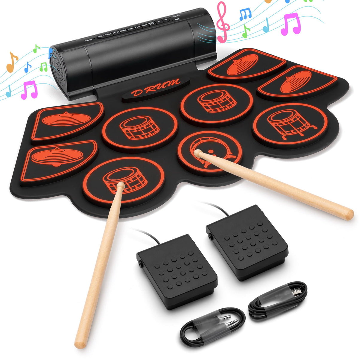 Redsmile Electronic Drum Set Kit with 9 Pads and Dual Speakers for Kids and Adults,Portable Practice Kit for Beginners