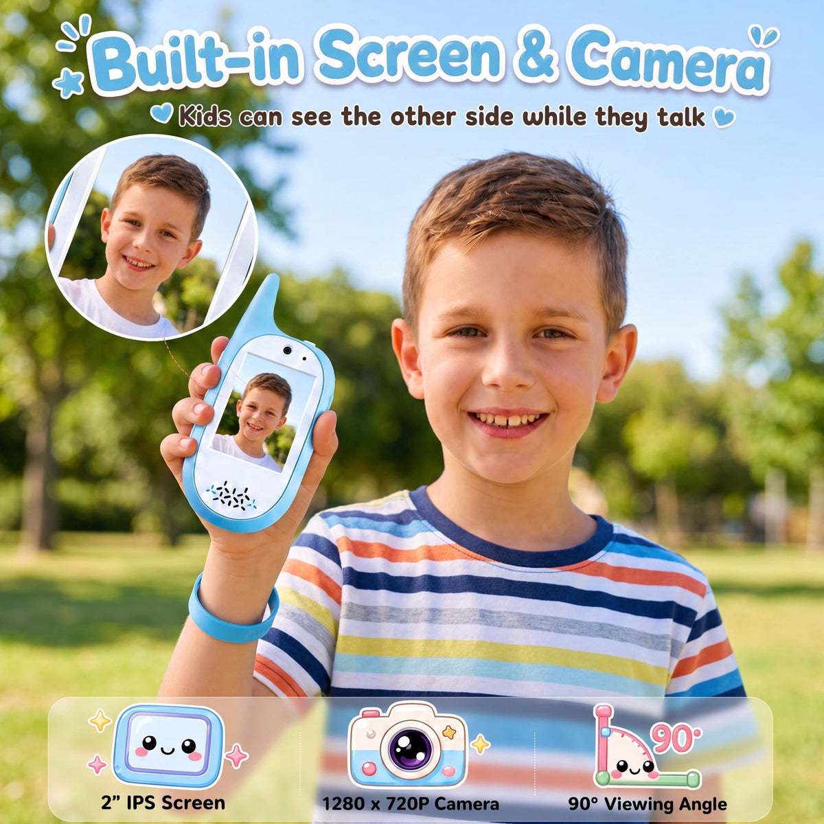 Redsmile Kids Video Walkie-Talkies, 2-Pack with Screen and Voice Effects, Pink and Blue