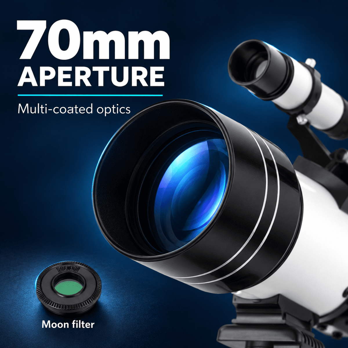Redsmile Telescope for Kids and Adults, 70mm Aperture Astronomy Refractor Telescope for Beginners with Tripod Phone Adapter and Barlow Lense