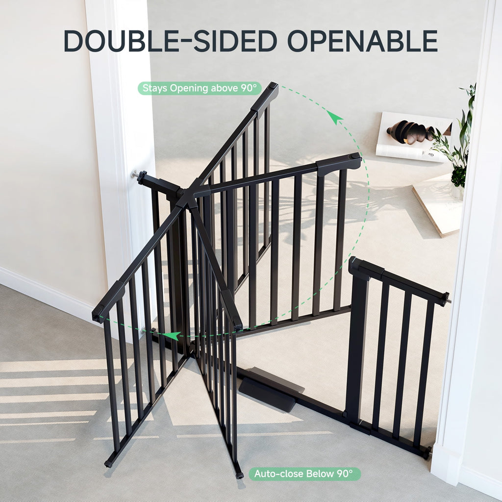 Redsmile 30in Extra Tall Baby Gates for Doorway, Auto Close Pet Gate, 30in to 43in Wide Pressure Mounted, Gifts for Mom, Black