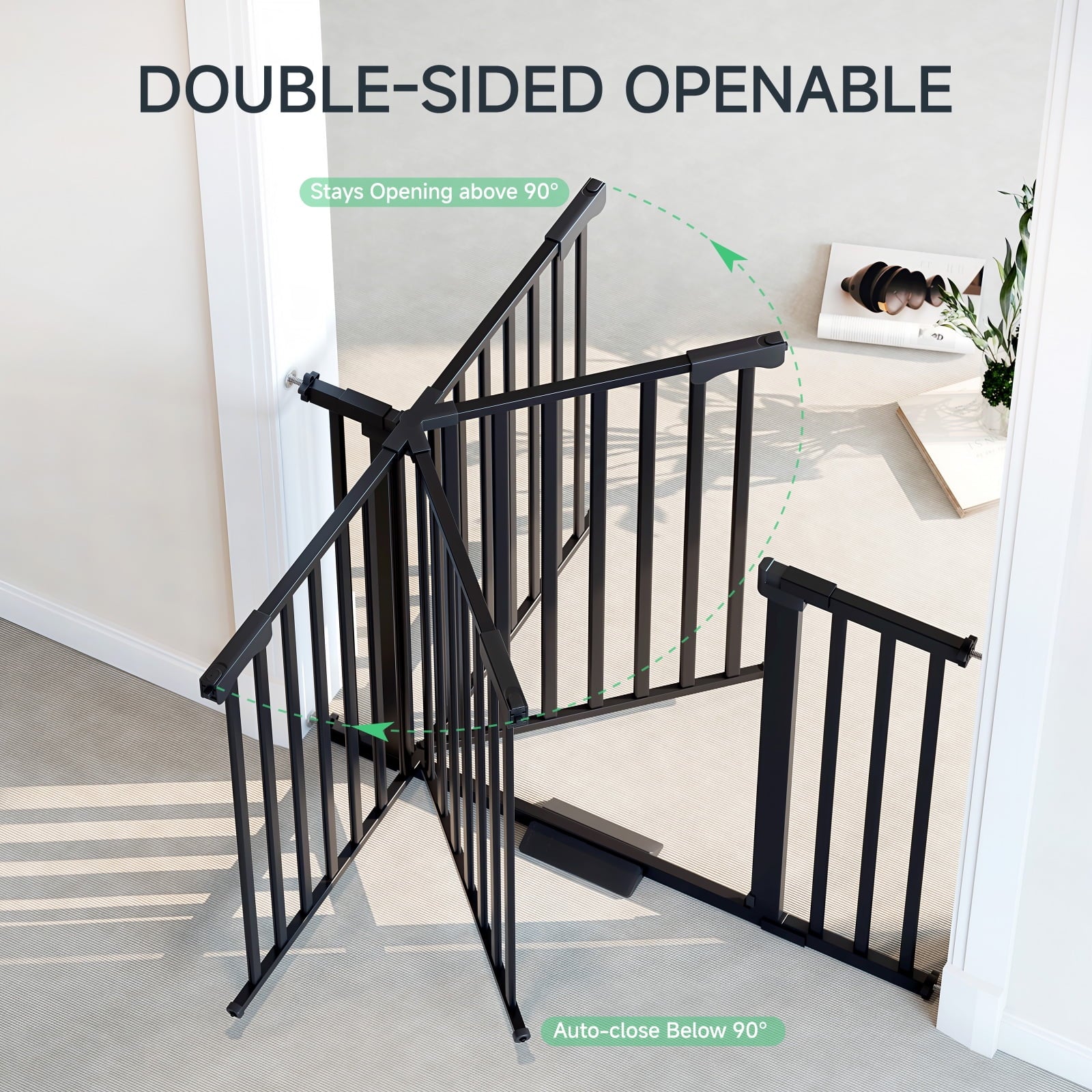 Redsmile 30in Extra Tall Baby Gates for Doorway, Auto Close Pet Gate, 30in to 43in Wide Pressure Mounted, Gifts for Mom, Black