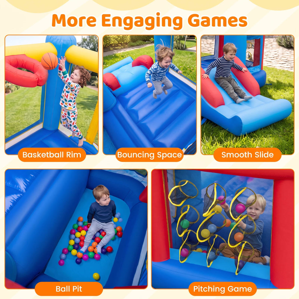 Redsmile Inflatable Bounce House with Slide Ball Pit and Pitching Game for Birthday Party Carnival for Kids Backyard Playground Summer Fun
