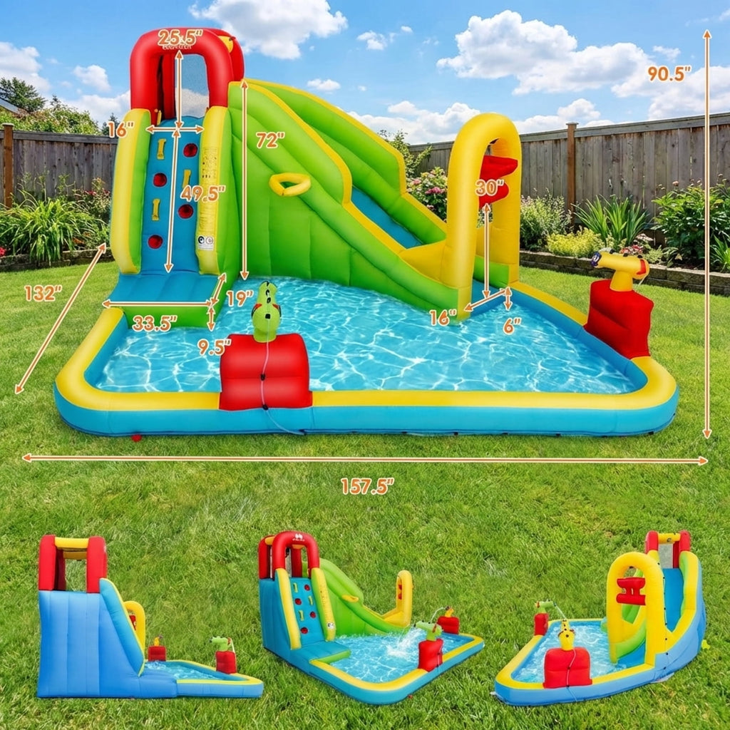 Redsmile Inflatable Splash Jump Slide Water Bounce without Blower - Multicolor - Kids Birthday Party
