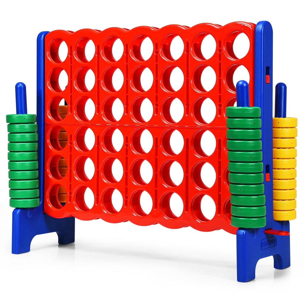 Redsmile Jumbo 4-to-Score Giant Game Set with 42 Jumbo Rings and Quick-Release Slider-Blue Blue - Outdoor Backyard Lawn Party Game for Kids Adults