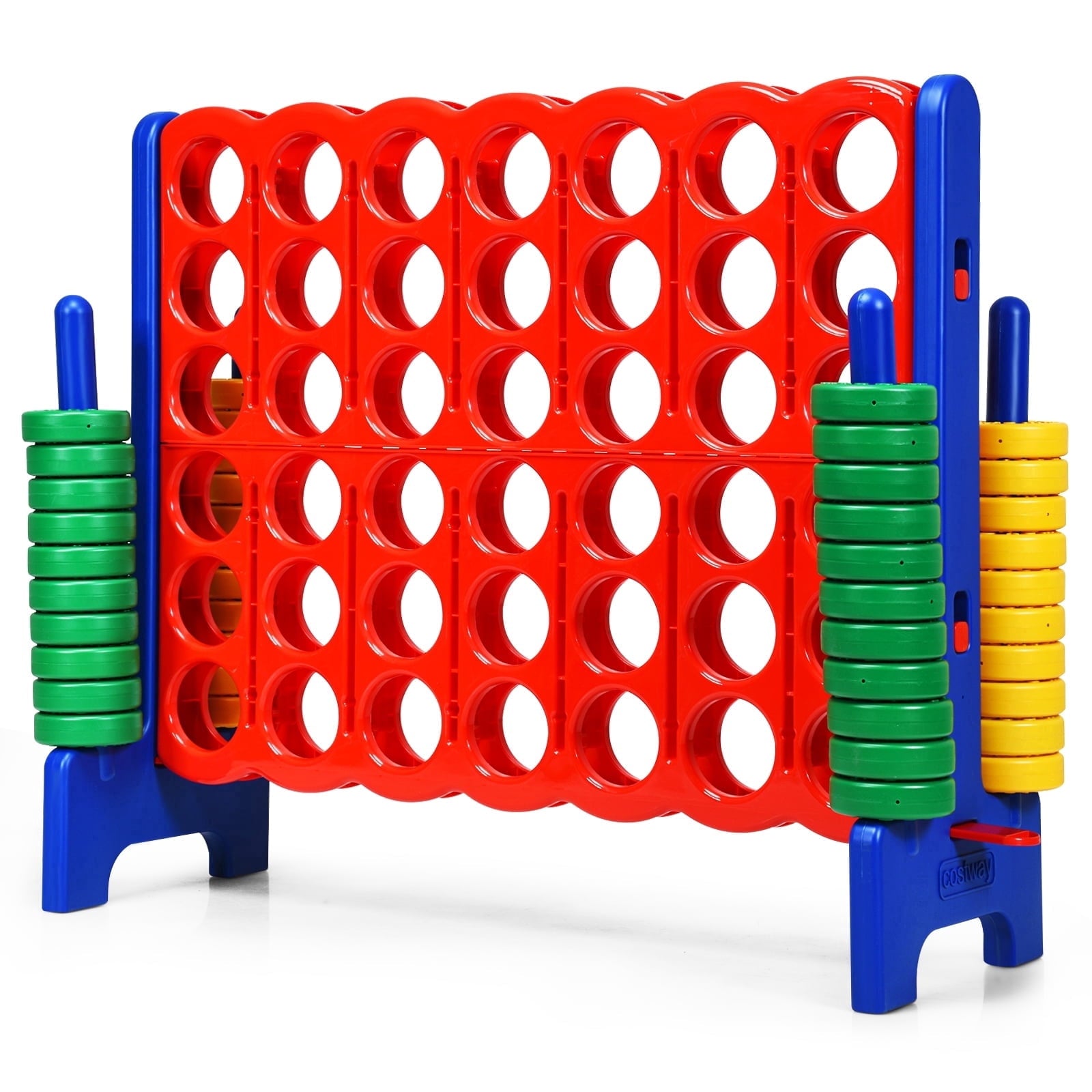 Redsmile Jumbo 4-to-Score Giant Game Set with 42 Jumbo Rings and Quick-Release Slider-Blue Blue - Outdoor Backyard Lawn Party Game for Kids Adults