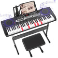 Redsmile 61 Key Piano Keyboard with Lighted Keys Stand Bench Microphone Headphone and Built-in Speakers for Beginners, Black