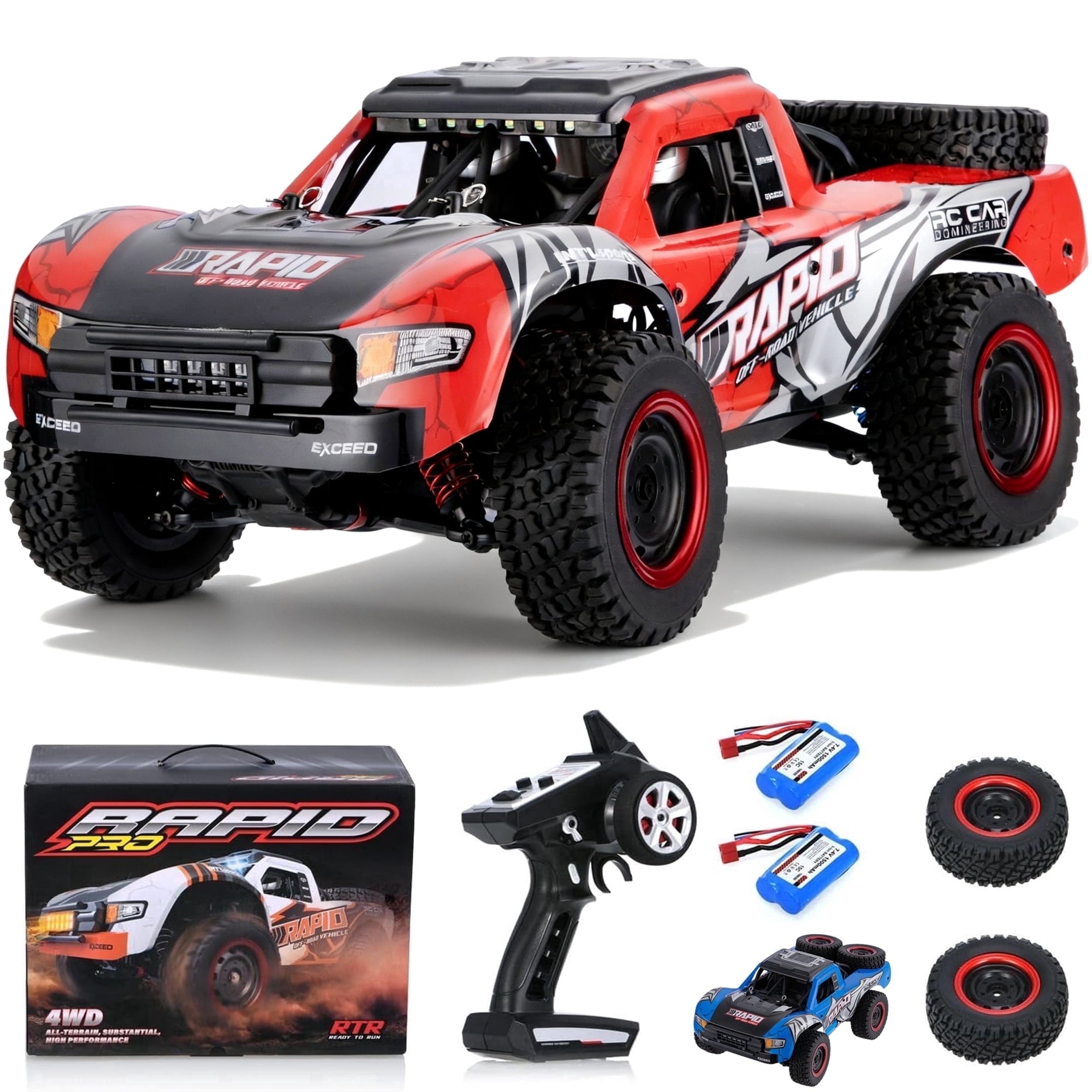 Redsmile 1:14 RC Cars for Adults, 43MPH Fast Remote Control Car with 2 Shells ,2 Extra Tires, 4WD Off-Road RC Truck, All Terrain RC Vehicle Toy Gifts for Boys,Kids
