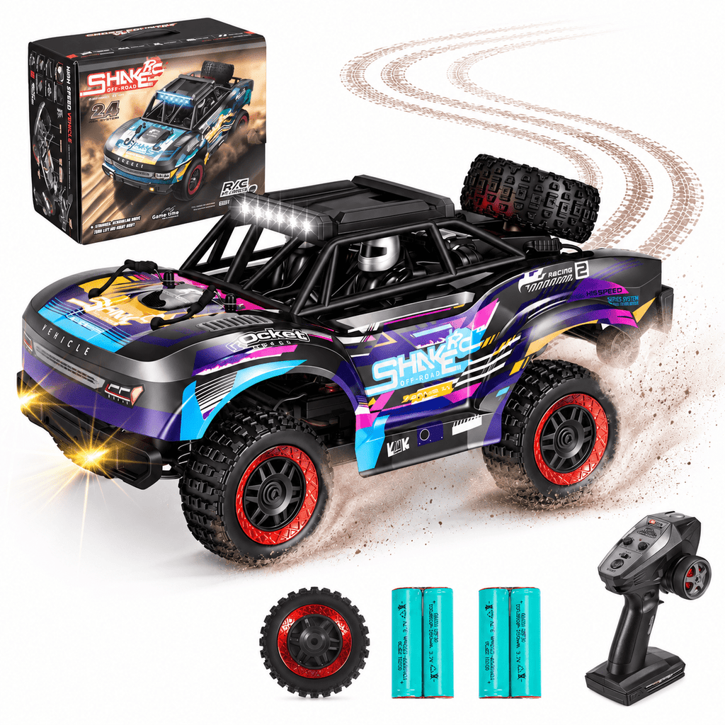 Redsmile 1:18 Fast RC Cars,30 MPH High Speed 4WD Off-Road Remote Control Car with 2 Batteries,2.4 GHz All Terrain RC Truck with LED Lights,Gift for Adults Teens