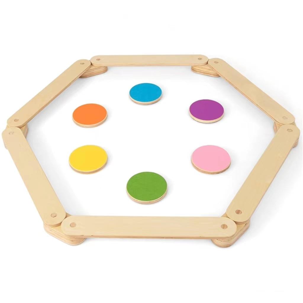 Redsmile 12-Piece Kids Wooden Balance Beam with Colorful Steeping Stones - Motor Skill Development Educational Toy for Toddlers