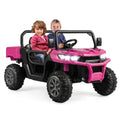 Redsmile 12V 2-Seater Kids Ride On Dump Truck with Working Dump Bed, Detachable Shovel, 2.4G Parental Remote, Spring Suspension, Music USB, Battery Powered, Pink