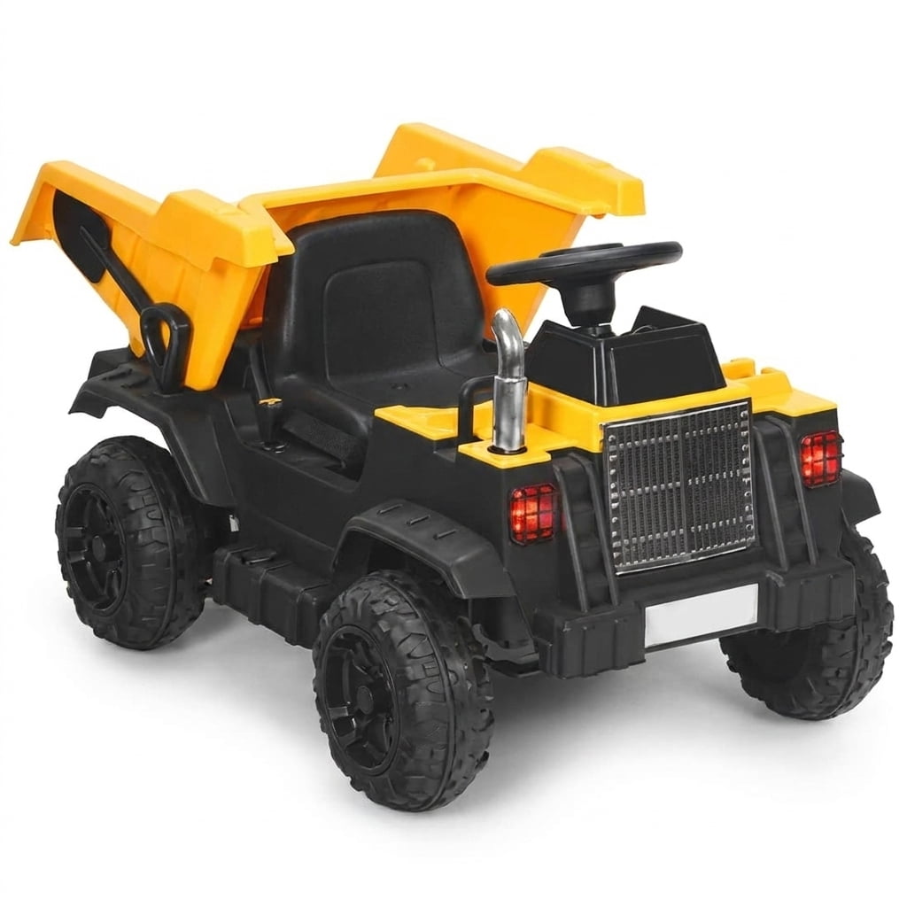 Redsmile 12V Battery Kids Ride On Dump Truck with Electric Bucket, Detachable Shovel, 2.4G Parental Remote Control, LED Lights, USB Music Toddler Toy, Yellow
