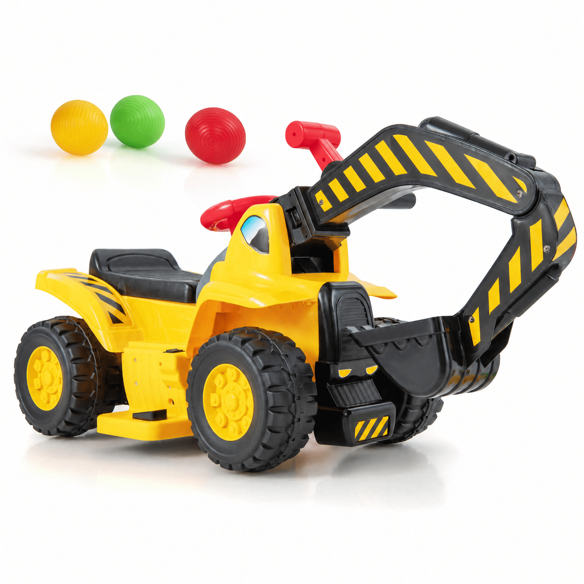 Redsmile 12V Battery Powered Kids Ride On Dumper Truck with Working Front Loader, Tipping Bucket, Safety Belt, High Low Speed, Pedal Powered Construction Toy, Yellow