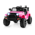 Redsmile 12V Kids Ride On Truck with Parental Remote Control, Battery Powered Electric Pickup with LED Headlights, Seat Belt, Lockable Doors, USB AUX, Spring Suspension Wheels, Pink