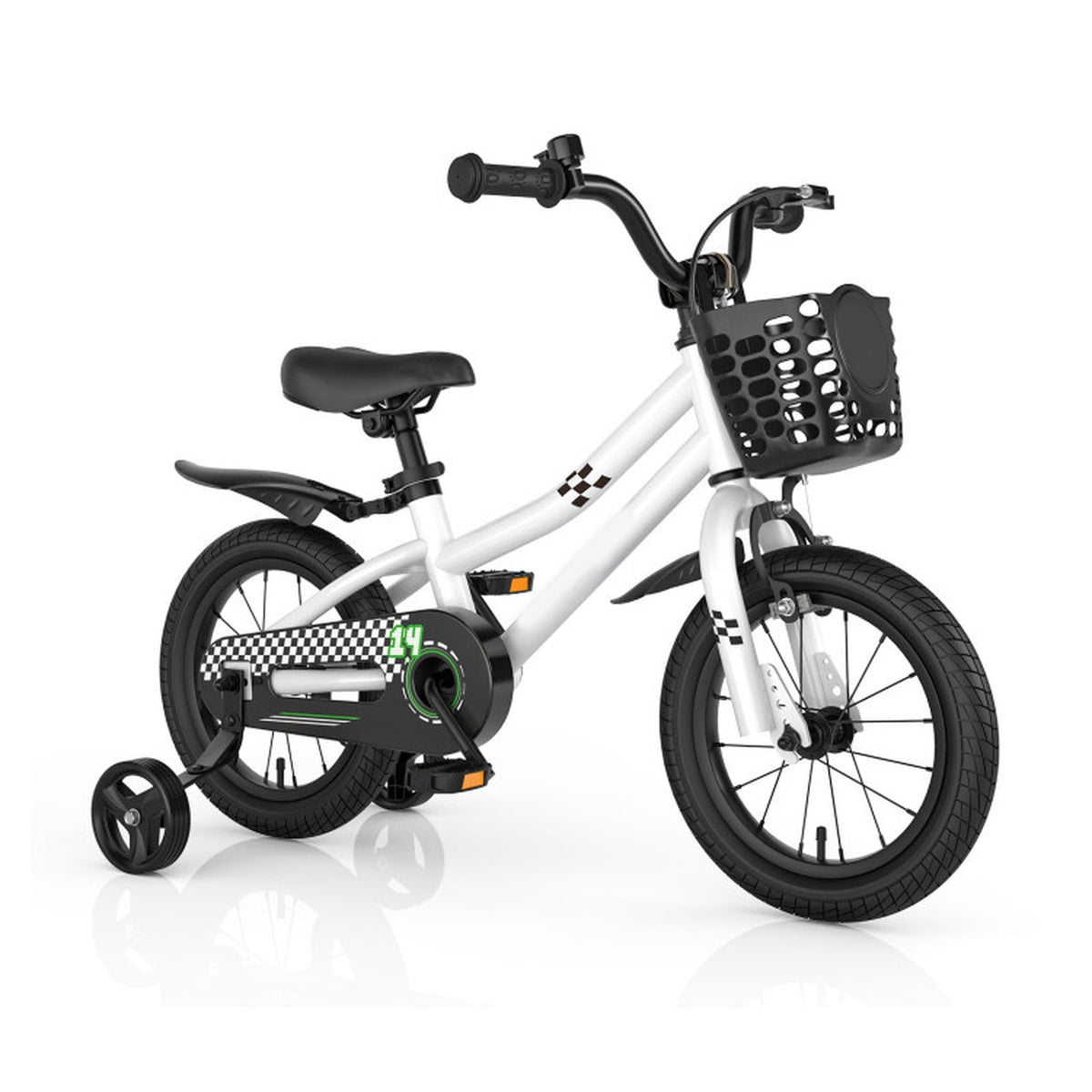 Redsmile 14 Inch Kids Bike for 3-5 Years Old, Kids Bike with Training Wheels and Basket, Toddler Bicycle with Hand Brake and Coaster Brake, Adjustable Seat for Boys Girls, Black and White
